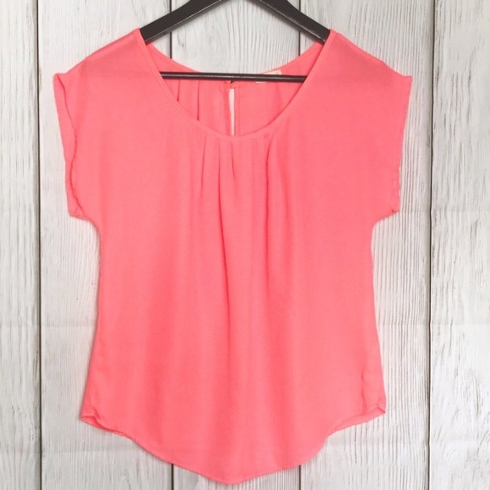 Anthropologie Bright Orange Sheer Blouse